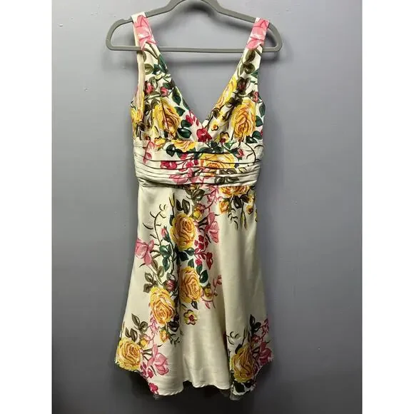 Forever 21 | Dresses | Forever 2 Fit Flare Dress Womens Medium Tan Floral  Tulle V Neck Fairy Dainty | Poshmark